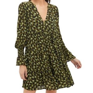 Pomander Place Green‎ Brushed Geo Kenzo Dress Size XS